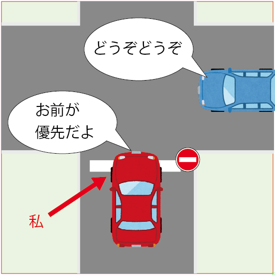 一方通行の交差点で一旦停止のケース イライラ運転事情